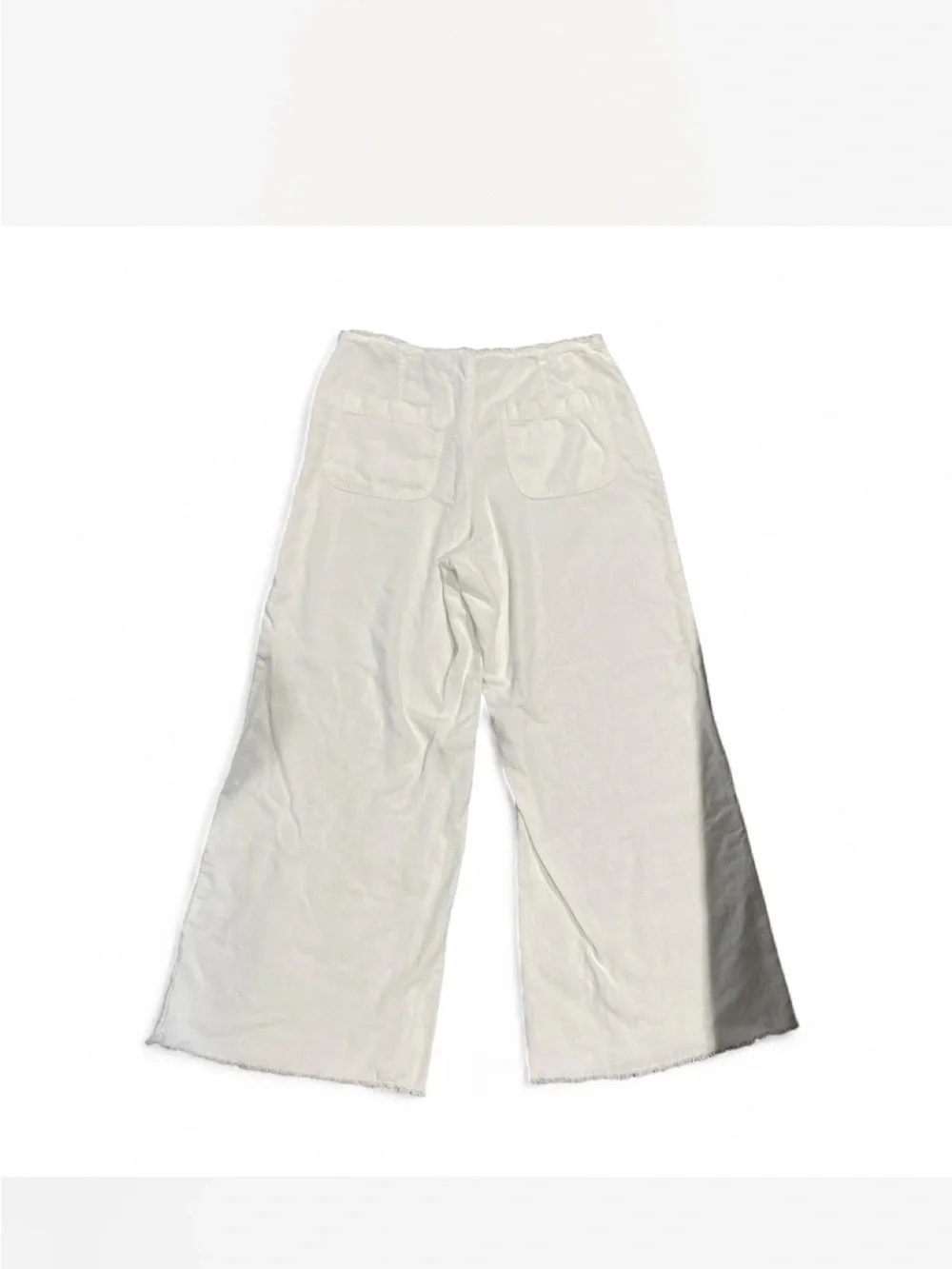 H&M Wide Leg Cream Linen-Blend Pants